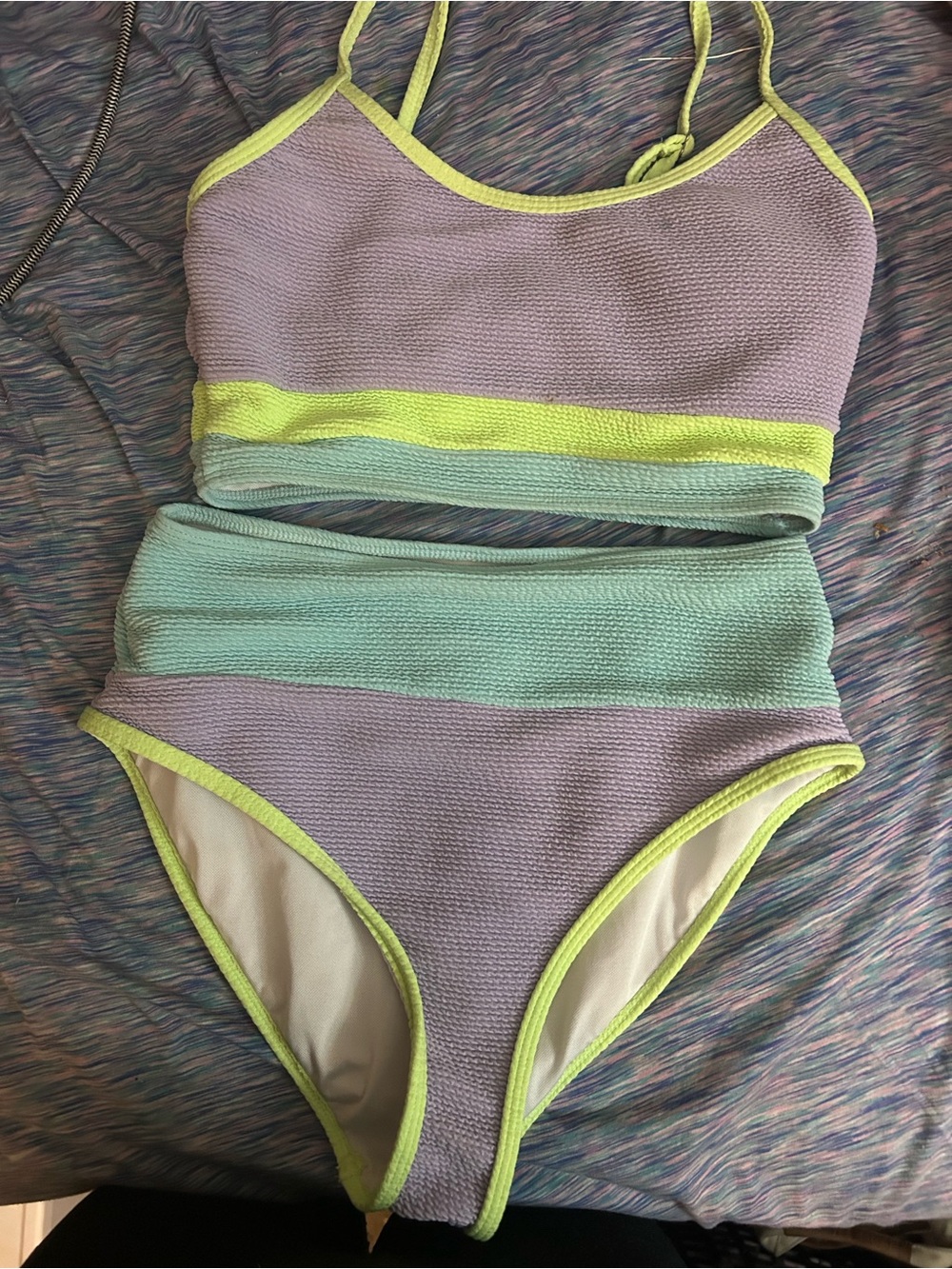 Pastel Colorblock High-Waist Bikini Set